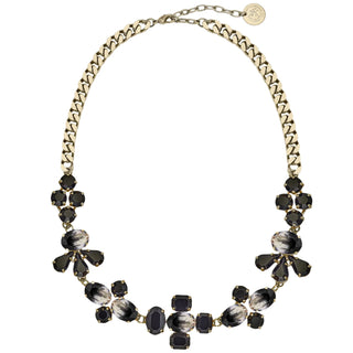 Black and crystal statement necklace with golden chain - Anton Heunis