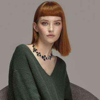 Black and crystal statement necklace with golden chain - Anton Heunis