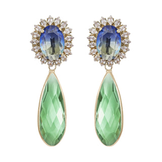 Drop statement earrings blue and green - Anton Heunis