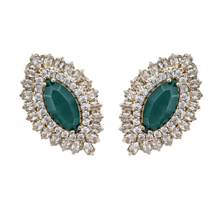 Green oval earrings with crystals - Anton Heunis