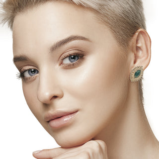 Green oval earrings with crystals - Anton Heunis