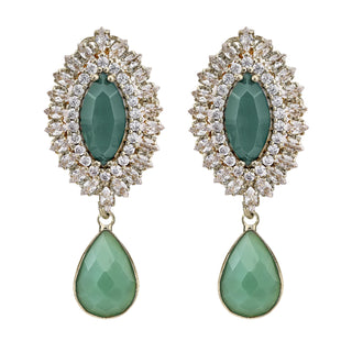 Green oval earrings with crystals and drop - Anton Heunis