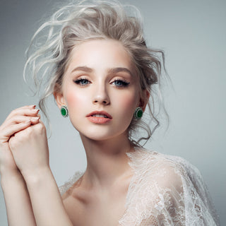 Silver earrings with green gems - Anton Heunis