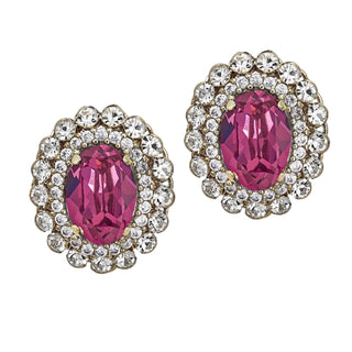 Fuchsia button earrings with crystals - Anton Heunis
