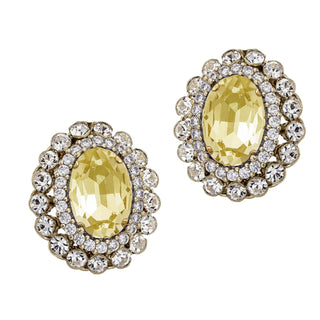 Yellow button earrings with crystals vintage inspired - Anton Heunis