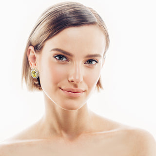 Yellow button earrings with crystals vintage inspired - Anton Heunis