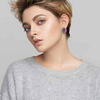 Silver and purple earrings with crystals vintage inspired - Anton Heunis