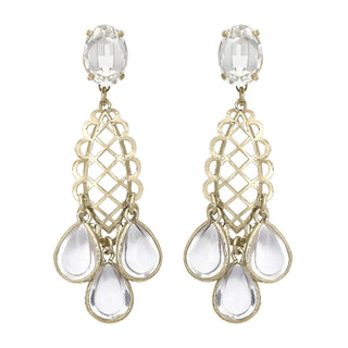 Gold geometric earrings with crystal details - Anton Heunis