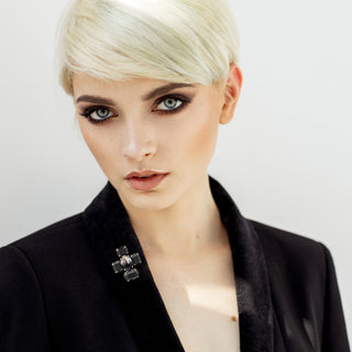 Anton Heunis - Cross elegant black brooch
