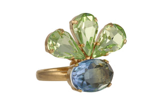 Flower inspired ring blue and green adjustable - Anton Heunis