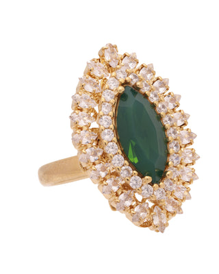 Gold oval ring with crystals adjustable - Anton Heunis