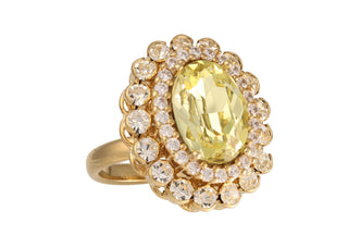 Gold ring with yellow centerpiece and crystals - Anton Heunis