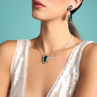 Crystal necklace with emerald centerpiece - Anton Heunis