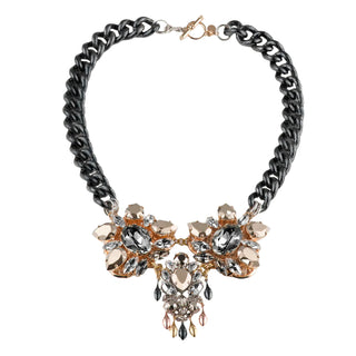 Black necklace with golden and crystal centerpiece - Anton Heunis