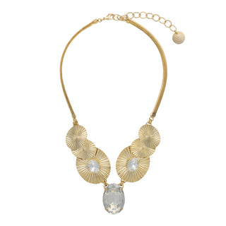 Gold necklace with discs and crystal pendant - Anton Heunis