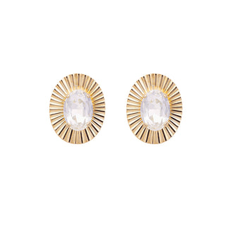 Golden disc earrings with crystal centerpiece - Anton Heunis