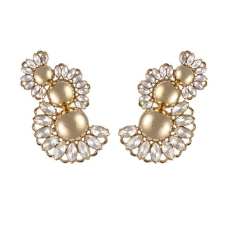 Golden statement ear climber earrings with crystals - Anton Heunis