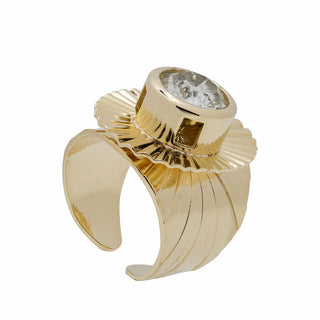 Golden ring with crystal centerpiece - Anton Heunis