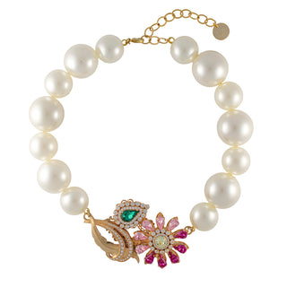 Big pearl statement necklace with floral detail - Anton Heunis