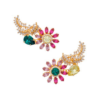 Ear climber gold earrings with colorful crystals - Anton Heunis