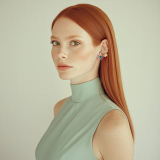 Ear climber gold earrings with colorful crystals - Anton Heunis