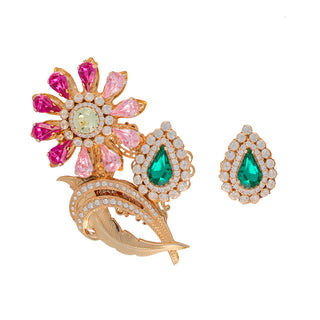 Asymmetric gold earrings with colorful details - Anton Heunis