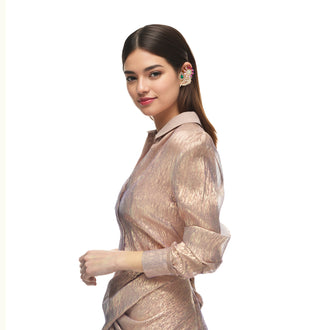 Asymmetric gold earrings with colorful details - Anton Heunis