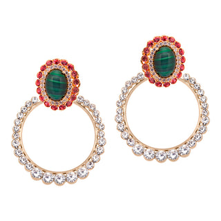 Pink and malachite crystal hoop earrings - Anton Heunis