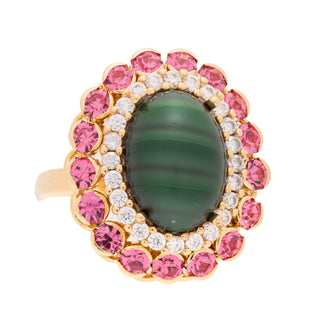 Pink and malachite ring gold plated adjustable - Anton Heunis