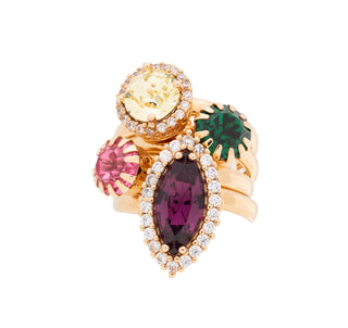 Set of golden rings with colorful stones - Anton Heunis