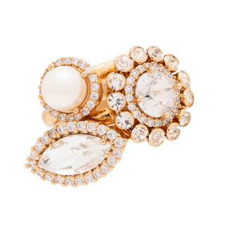 Set of gold rings with crystals and pearl - Anton Heunis