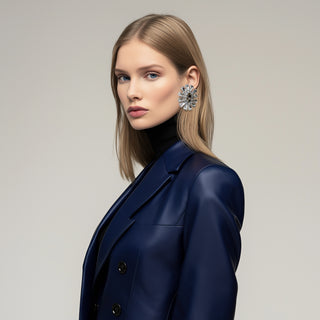 Anton Heunis - Statement silver flower earrings with crystals