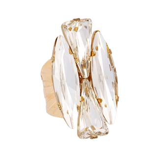 Gold rectangular ring with chunky crystals