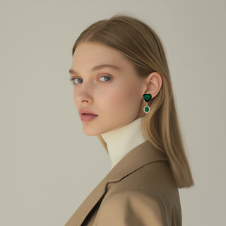 Green heart earrings with emerald drop - Anton Heunis