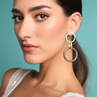 Triple hoop gold plated earrings pavé detail - Anton Heunis