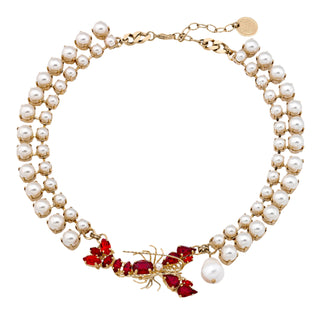 Pearl necklace with red lobster - Anton Heunis