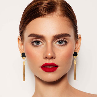 Onyx earrings with golden tassel - Anton Heunis