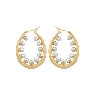 Delicate gold hoops with tiny pearls - Anton Heunis