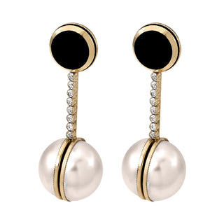 Long earrings with onyx and oversize pearl - Anton Heunis