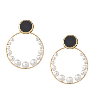 Gold hoops with pearls and onyx detail - Anton Heunis