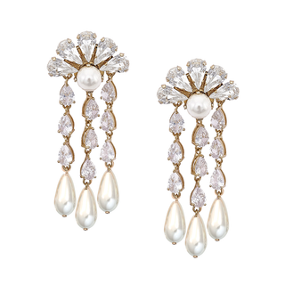 Anton Heunis - Chandelier crystal statement earrings with pearl drops