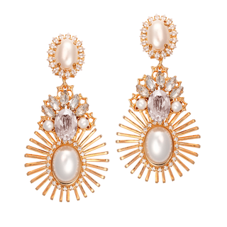 Anton Heunis - Gold sun earrings with pearls