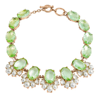 Pistachio green crystal necklace with pearls - Anton Heunis