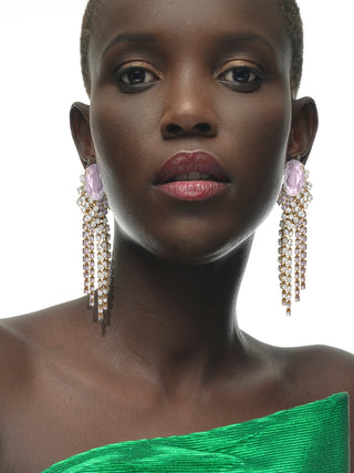 Pink cascade statement earrings with crystals - Anton Heunis
