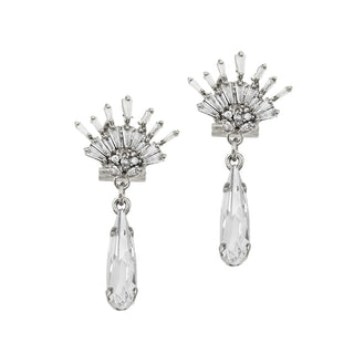 Dainty silver earrings with crystal drop - Anton Heunis