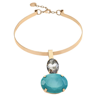 Gold torc necklace with turquoise centerpiece - Anton Heunis
