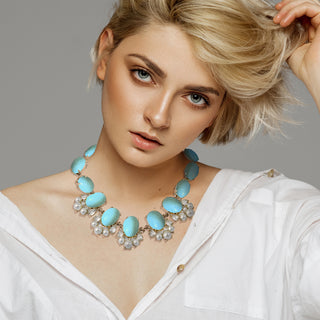Statement turquoise necklace with pearl details - Anton Heunis