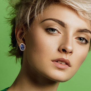 Blue button earrings with crystals - Anton Heunis