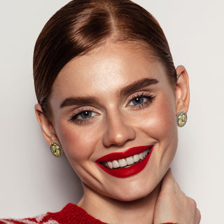 Yellow button earrings with crystals - Anton Heunis