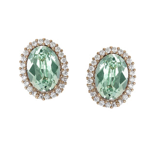 Pistachio green button earrings with crystals - Anton Heunis